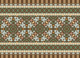 Geometric ethnic pattern. Pixel pattern. Design for clothing, fabric, background, wallpaper, wrapping, batik. Knitwear, Embroidery style. Aztec geometric art ornament print. Vector illustration.