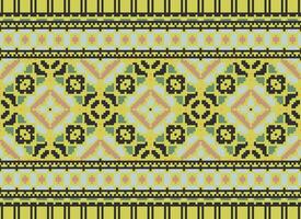 Geometric ethnic pattern. Pixel pattern. Design for clothing, fabric, background, wallpaper, wrapping, batik. Knitwear, Embroidery style. Aztec geometric art ornament print. Vector illustration.