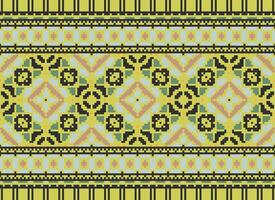 Geometric ethnic pattern. Pixel pattern. Design for clothing, fabric, background, wallpaper, wrapping, batik. Knitwear, Embroidery style. Aztec geometric art ornament print. Vector illustration.