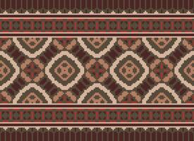 Geometric ethnic pattern. Pixel pattern. Design for clothing, fabric, background, wallpaper, wrapping, batik. Knitwear, Embroidery style. Aztec geometric art ornament print. Vector illustration.