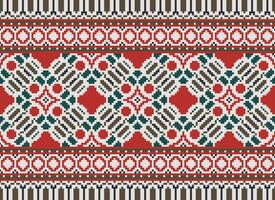 Geometric ethnic pattern. Pixel pattern. Design for clothing, fabric, background, wallpaper, wrapping, batik. Knitwear, Embroidery style. Aztec geometric art ornament print. Vector illustration.
