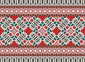 Geometric ethnic pattern. Pixel pattern. Design for clothing, fabric, background, wallpaper, wrapping, batik. Knitwear, Embroidery style. Aztec geometric art ornament print. Vector illustration.