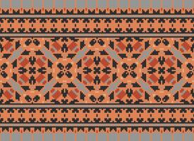 Geometric ethnic pattern. Pixel pattern. Design for clothing, fabric, background, wallpaper, wrapping, batik. Knitwear, Embroidery style. Aztec geometric art ornament print. Vector illustration.