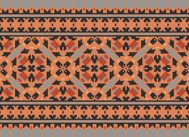 Geometric ethnic pattern. Pixel pattern. Design for clothing, fabric, background, wallpaper, wrapping, batik. Knitwear, Embroidery style. Aztec geometric art ornament print. Vector illustration.