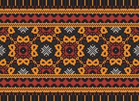 Geometric ethnic pattern. Pixel pattern. Design for clothing, fabric, background, wallpaper, wrapping, batik. Knitwear, Embroidery style. Aztec geometric art ornament print. Vector illustration.