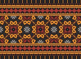 Geometric ethnic pattern. Pixel pattern. Design for clothing, fabric, background, wallpaper, wrapping, batik. Knitwear, Embroidery style. Aztec geometric art ornament print. Vector illustration.