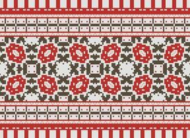 Geometric ethnic pattern. Pixel pattern. Design for clothing, fabric, background, wallpaper, wrapping, batik. Knitwear, Embroidery style. Aztec geometric art ornament print. Vector illustration.