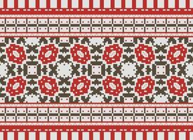 Geometric ethnic pattern. Pixel pattern. Design for clothing, fabric, background, wallpaper, wrapping, batik. Knitwear, Embroidery style. Aztec geometric art ornament print. Vector illustration.