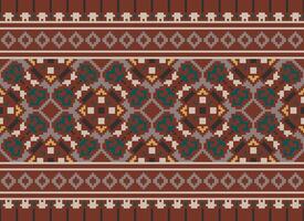 Geometric ethnic pattern. Pixel pattern. Design for clothing, fabric, background, wallpaper, wrapping, batik. Knitwear, Embroidery style. Aztec geometric art ornament print. Vector illustration.