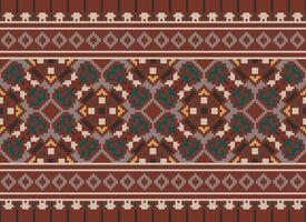 Geometric ethnic pattern. Pixel pattern. Design for clothing, fabric, background, wallpaper, wrapping, batik. Knitwear, Embroidery style. Aztec geometric art ornament print. Vector illustration.