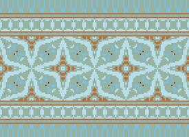 Pixel Ethnic pattern vector background. seamless pattern traditional, Design for background, wallpaper, Batik, fabric, carpet, clothing, wrapping, and textile.ethnic pattern Vector illustration.