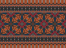 Pixel Ethnic pattern vector background. seamless pattern traditional, Design for background, wallpaper, Batik, fabric, carpet, clothing, wrapping, and textile.ethnic pattern Vector illustration.