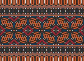 Pixel Ethnic pattern vector background. seamless pattern traditional, Design for background, wallpaper, Batik, fabric, carpet, clothing, wrapping, and textile.ethnic pattern Vector illustration.