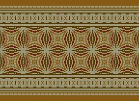 Pixel Ethnic pattern vector background. seamless pattern traditional, Design for background, wallpaper, Batik, fabric, carpet, clothing, wrapping, and textile.ethnic pattern Vector illustration.