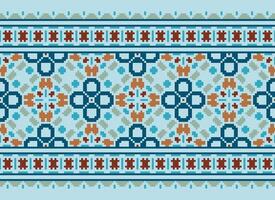 Pixel Ethnic pattern vector background. seamless pattern traditional, Design for background, wallpaper, Batik, fabric, carpet, clothing, wrapping, and textile.ethnic pattern Vector illustration.