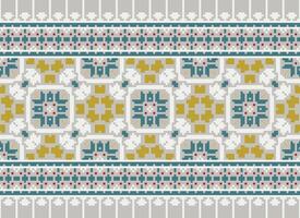 Pixel Ethnic pattern vector background. seamless pattern traditional, Design for background, wallpaper, Batik, fabric, carpet, clothing, wrapping, and textile.ethnic pattern Vector illustration.
