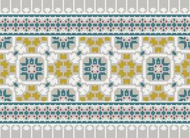 Pixel Ethnic pattern vector background. seamless pattern traditional, Design for background, wallpaper, Batik, fabric, carpet, clothing, wrapping, and textile.ethnic pattern Vector illustration.