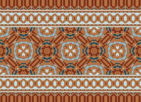 Pixel Ethnic pattern vector background. seamless pattern traditional, Design for background, wallpaper, Batik, fabric, carpet, clothing, wrapping, and textile.ethnic pattern Vector illustration.