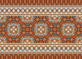 Pixel Ethnic pattern vector background. seamless pattern traditional, Design for background, wallpaper, Batik, fabric, carpet, clothing, wrapping, and textile.ethnic pattern Vector illustration.