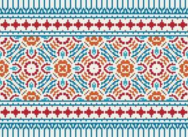 Pixel Ethnic pattern vector background. seamless pattern traditional, Design for background, wallpaper, Batik, fabric, carpet, clothing, wrapping, and textile.ethnic pattern Vector illustration.