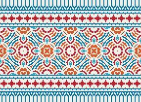 Pixel Ethnic pattern vector background. seamless pattern traditional, Design for background, wallpaper, Batik, fabric, carpet, clothing, wrapping, and textile.ethnic pattern Vector illustration.