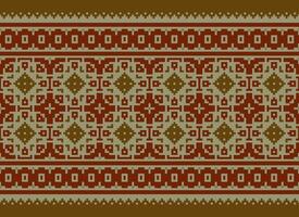 Pixel Ethnic pattern vector background. seamless pattern traditional, Design for background, wallpaper, Batik, fabric, carpet, clothing, wrapping, and textile.ethnic pattern Vector illustration.