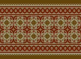 Pixel Ethnic pattern vector background. seamless pattern traditional, Design for background, wallpaper, Batik, fabric, carpet, clothing, wrapping, and textile.ethnic pattern Vector illustration.