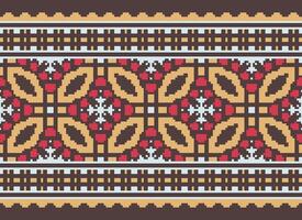 Pixel Ethnic pattern vector background. seamless pattern traditional, Design for background, wallpaper, Batik, fabric, carpet, clothing, wrapping, and textile.ethnic pattern Vector illustration.