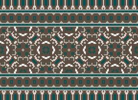 Pixel Ethnic pattern vector background. seamless pattern traditional, Design for background, wallpaper, Batik, fabric, carpet, clothing, wrapping, and textile.ethnic pattern Vector illustration.