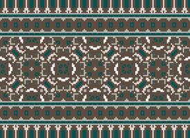 Pixel Ethnic pattern vector background. seamless pattern traditional, Design for background, wallpaper, Batik, fabric, carpet, clothing, wrapping, and textile.ethnic pattern Vector illustration.