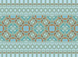 Pixel Ethnic pattern vector background. seamless pattern traditional, Design for background, wallpaper, Batik, fabric, carpet, clothing, wrapping, and textile.ethnic pattern Vector illustration.