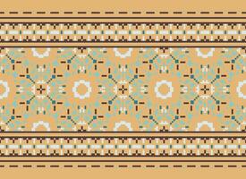 Pixel Ethnic pattern vector background. seamless pattern traditional, Design for background, wallpaper, Batik, fabric, carpet, clothing, wrapping, and textile.ethnic pattern Vector illustration.