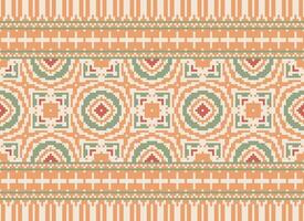 Pixel Ethnic pattern vector background. seamless pattern traditional, Design for background, wallpaper, Batik, fabric, carpet, clothing, wrapping, and textile.ethnic pattern Vector illustration.