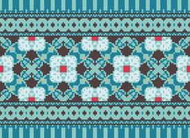 Pixel Ethnic pattern vector background. seamless pattern traditional, Design for background, wallpaper, Batik, fabric, carpet, clothing, wrapping, and textile.ethnic pattern Vector illustration.