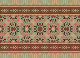Pixel Ethnic pattern vector background. seamless pattern traditional, Design for background, wallpaper, Batik, fabric, carpet, clothing, wrapping, and textile.ethnic pattern Vector illustration.