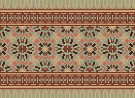 Pixel Ethnic pattern vector background. seamless pattern traditional, Design for background, wallpaper, Batik, fabric, carpet, clothing, wrapping, and textile.ethnic pattern Vector illustration.