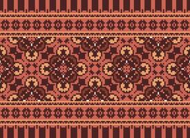 Pixel Ethnic pattern vector background. seamless pattern traditional, Design for background, wallpaper, Batik, fabric, carpet, clothing, wrapping, and textile.ethnic pattern Vector illustration.