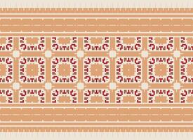 Pixel Ethnic pattern vector background. seamless pattern traditional, Design for background, wallpaper, Batik, fabric, carpet, clothing, wrapping, and textile.ethnic pattern Vector illustration.
