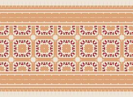 Pixel Ethnic pattern vector background. seamless pattern traditional, Design for background, wallpaper, Batik, fabric, carpet, clothing, wrapping, and textile.ethnic pattern Vector illustration.