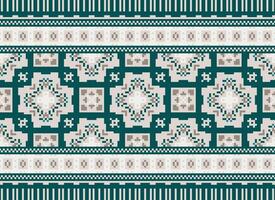 Pixel Ethnic pattern vector background. seamless pattern traditional, Design for background, wallpaper, Batik, fabric, carpet, clothing, wrapping, and textile.ethnic pattern Vector illustration.