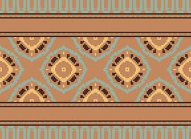 Pixel Ethnic pattern vector background. seamless pattern traditional, Design for background, wallpaper, Batik, fabric, carpet, clothing, wrapping, and textile.ethnic pattern Vector illustration.