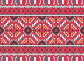 Pixel Ethnic pattern vector background. seamless pattern traditional, Design for background, wallpaper, Batik, fabric, carpet, clothing, wrapping, and textile.ethnic pattern Vector illustration.