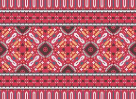 Pixel Ethnic pattern vector background. seamless pattern traditional, Design for background, wallpaper, Batik, fabric, carpet, clothing, wrapping, and textile.ethnic pattern Vector illustration.