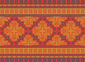 Pixel Ethnic pattern vector background. seamless pattern traditional, Design for background, wallpaper, Batik, fabric, carpet, clothing, wrapping, and textile.ethnic pattern Vector illustration.