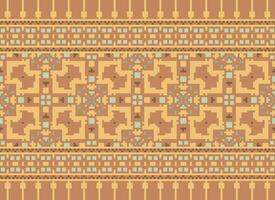 Pixel Ethnic pattern vector background. seamless pattern traditional, Design for background, wallpaper, Batik, fabric, carpet, clothing, wrapping, and textile.ethnic pattern Vector illustration.