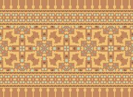 Pixel Ethnic pattern vector background. seamless pattern traditional, Design for background, wallpaper, Batik, fabric, carpet, clothing, wrapping, and textile.ethnic pattern Vector illustration.