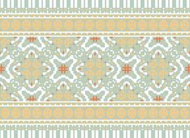 Pixel Ethnic pattern vector background. seamless pattern traditional, Design for background, wallpaper, Batik, fabric, carpet, clothing, wrapping, and textile.ethnic pattern Vector illustration.