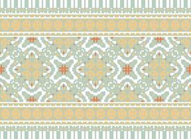 Pixel Ethnic pattern vector background. seamless pattern traditional, Design for background, wallpaper, Batik, fabric, carpet, clothing, wrapping, and textile.ethnic pattern Vector illustration.