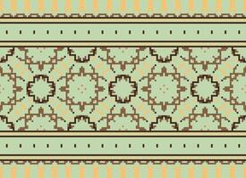 Pixel Ethnic pattern vector background. seamless pattern traditional, Design for background, wallpaper, Batik, fabric, carpet, clothing, wrapping, and textile.ethnic pattern Vector illustration.