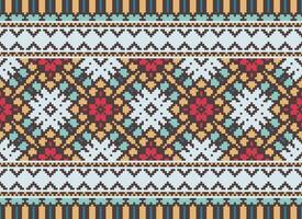 Pixel Ethnic pattern vector background. seamless pattern traditional, Design for background, wallpaper, Batik, fabric, carpet, clothing, wrapping, and textile.ethnic pattern Vector illustration.